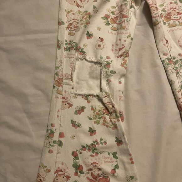 Dolls Kill X Strawberry Shortcake Jeans Small 28” Distressed Life Is Delicious - Picture 3 of 10